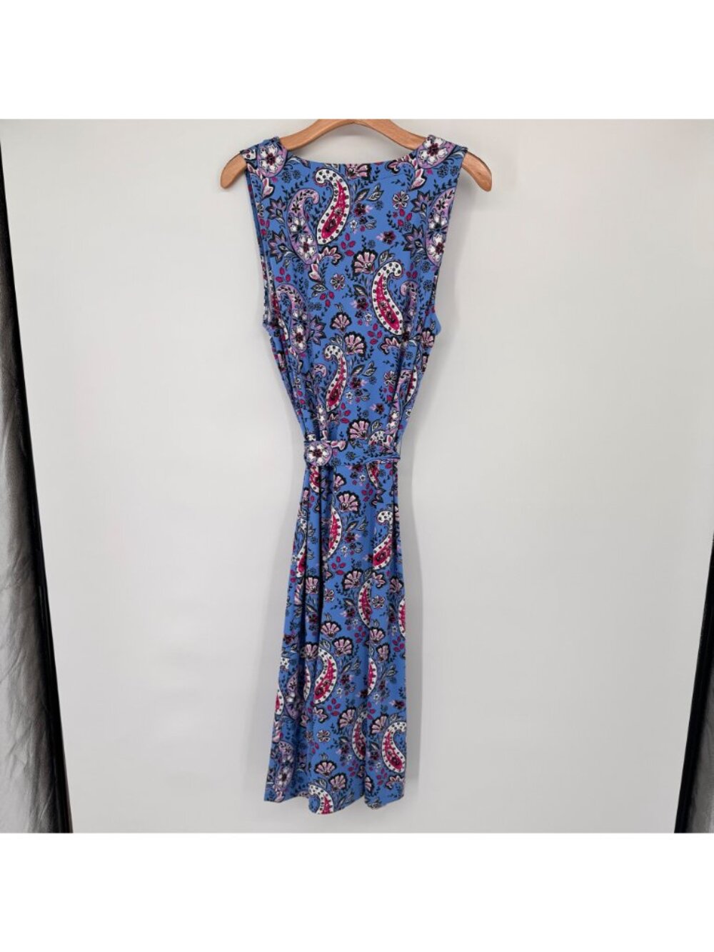Talbots Effortless Jersey knit Tie Waist Midi Dress Seaside Paisley size large - Picture 12 of 13